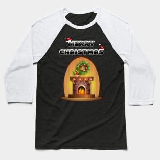 Christmas Cozy Fireplace Cute Cartoon Gift T-Shirt Baseball T-Shirt
